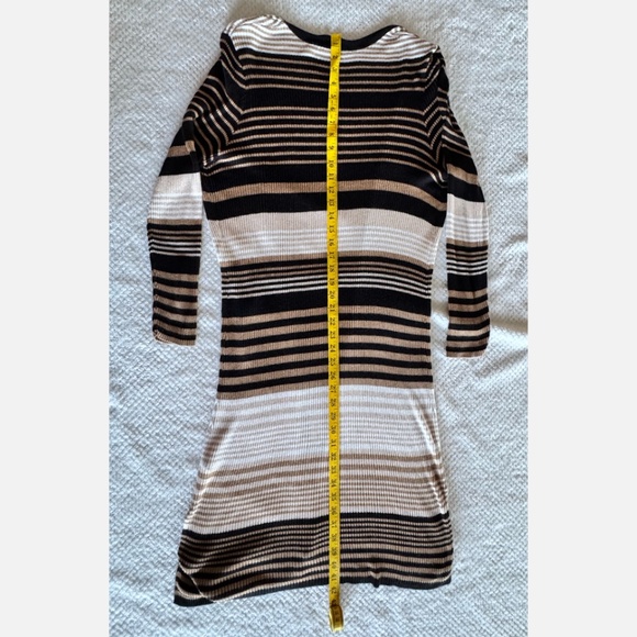 Cleo Petites Striped Knit Cardigan (Brown/Beige/Black Stripe) (XL-Petite) - Picture 4 of 5